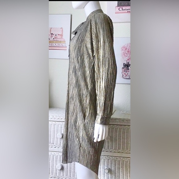 Anthropologie Sabina Musayev Eugene metallic gold fabric dress size Medium - Picture 6 of 8